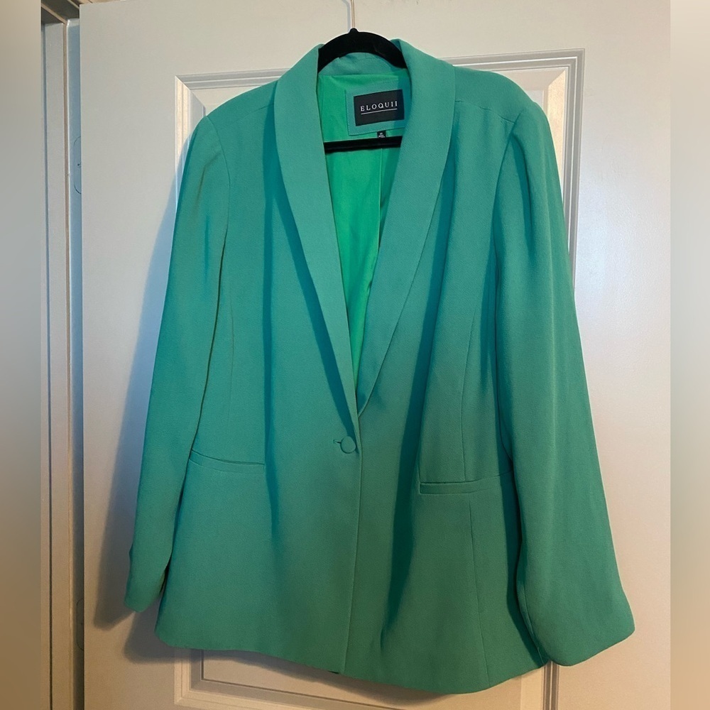 Green one button blazer